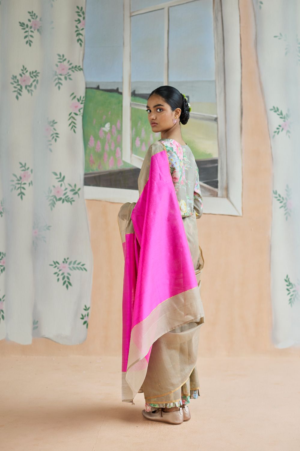 Dunes and Drift Chanderi Sari