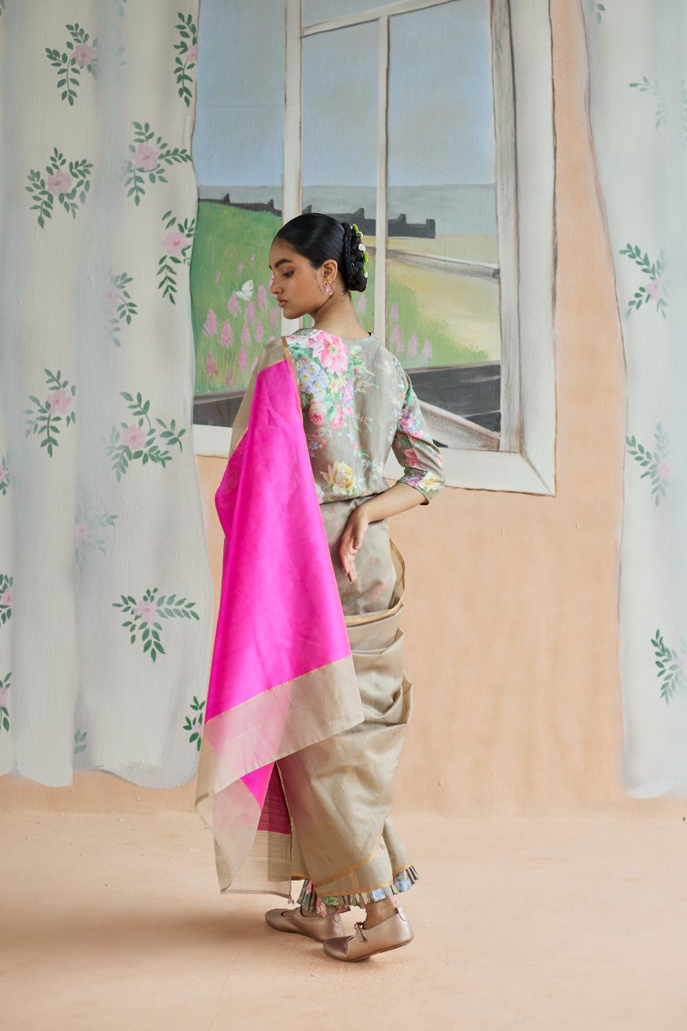 Dunes and Drift Chanderi Sari