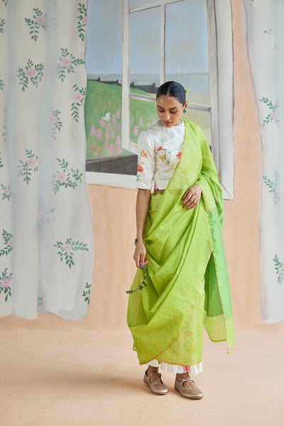 Fern Trail Chanderi Sari