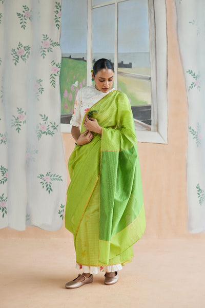 Fern Trail Chanderi Sari
