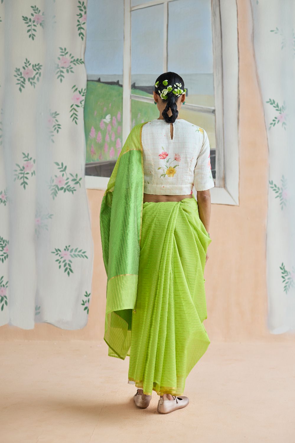 Fern Trail Chanderi Sari