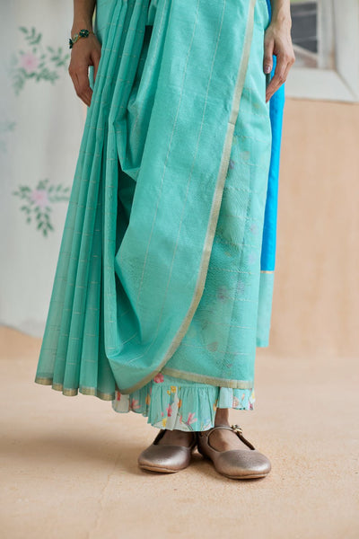 Aqua Scape Chanderi Sari