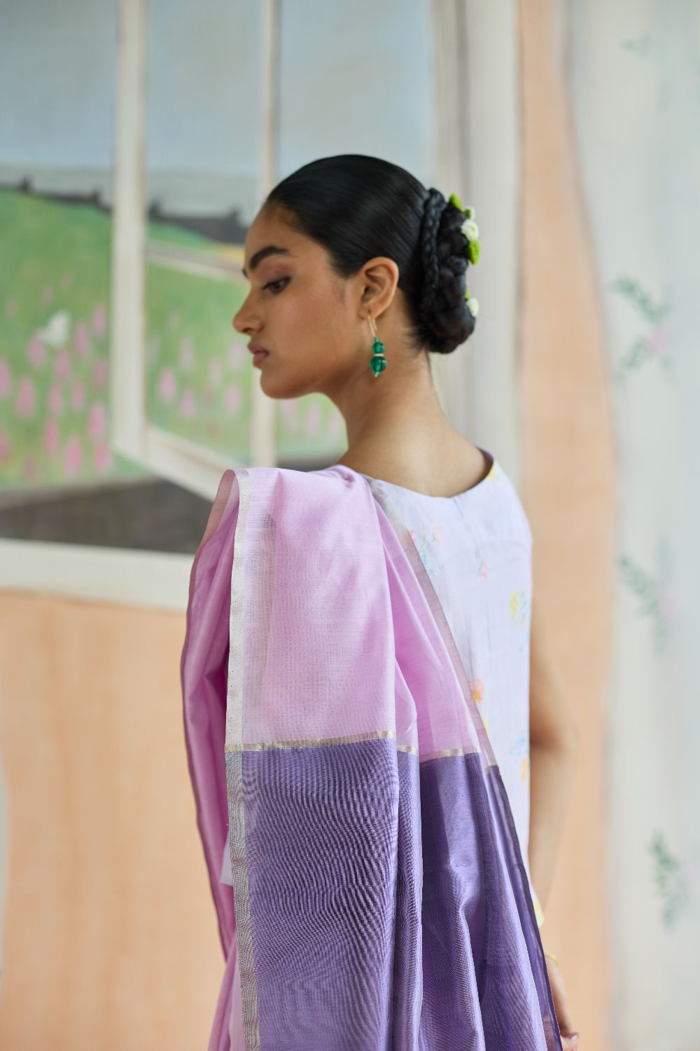 Orchid Mist Chanderi Sari