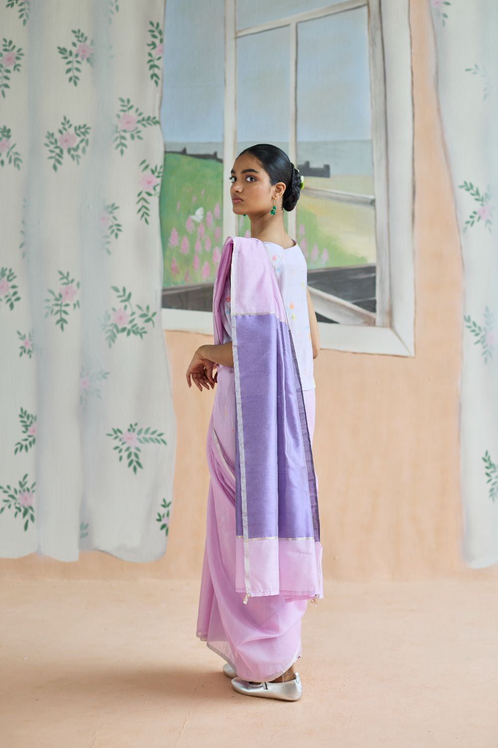 Orchid Mist Chanderi Sari