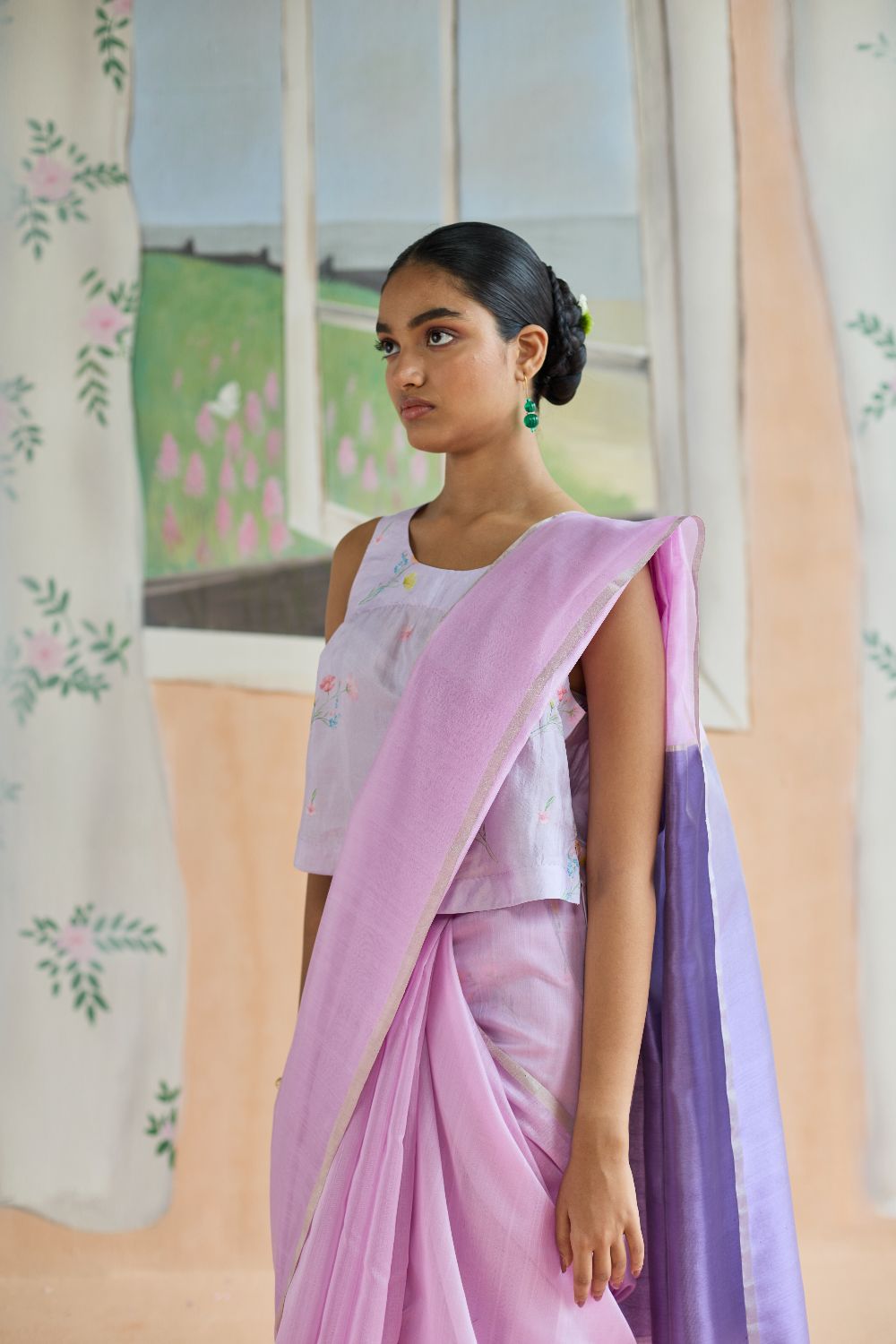Orchid Mist Chanderi Sari