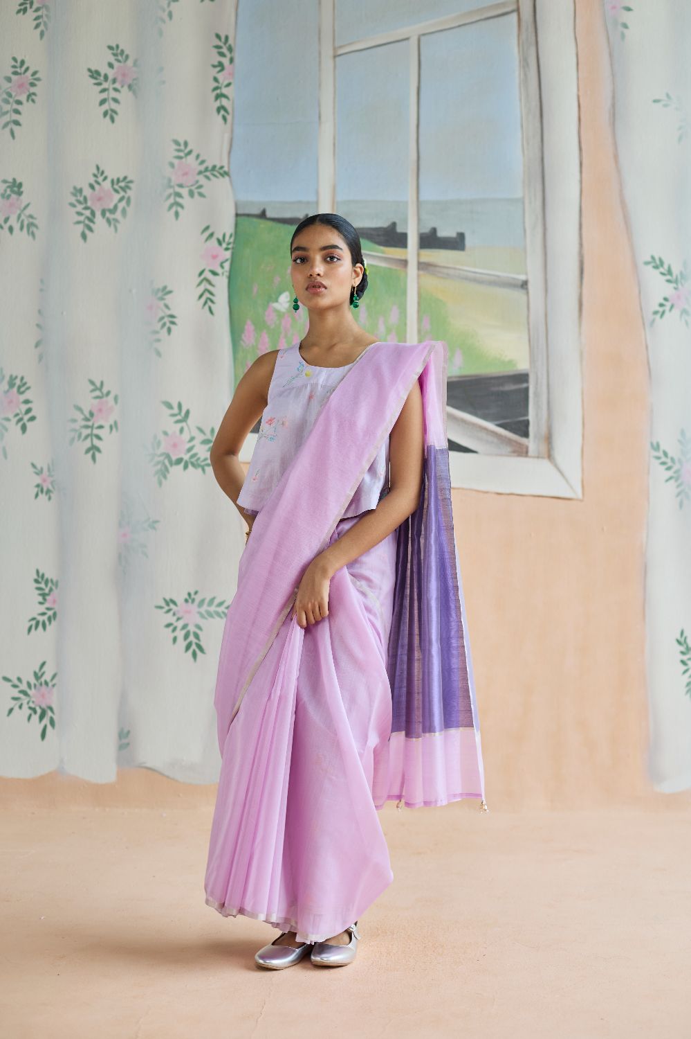 Orchid Mist Chanderi Sari
