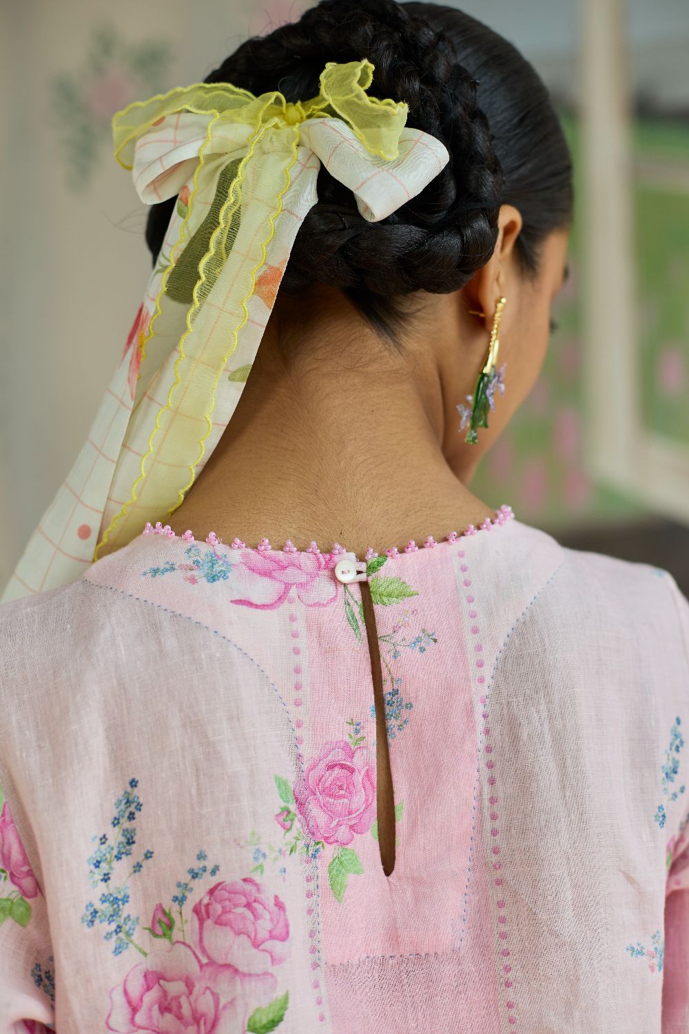 Rose Haze Long Kurta Set Linen