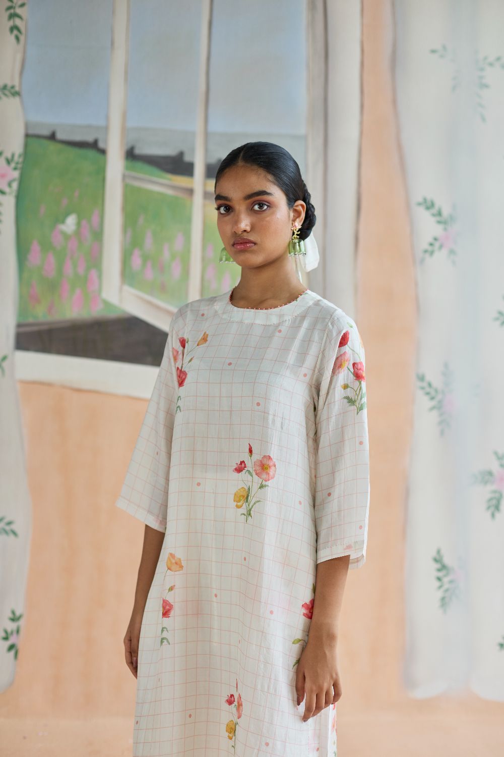 Poppy Long Kurta Set Mulberry Silk