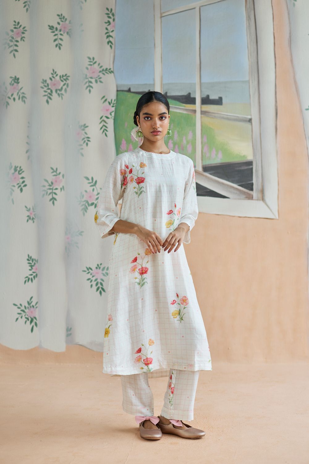 Poppy Long Kurta Set Mulberry Silk