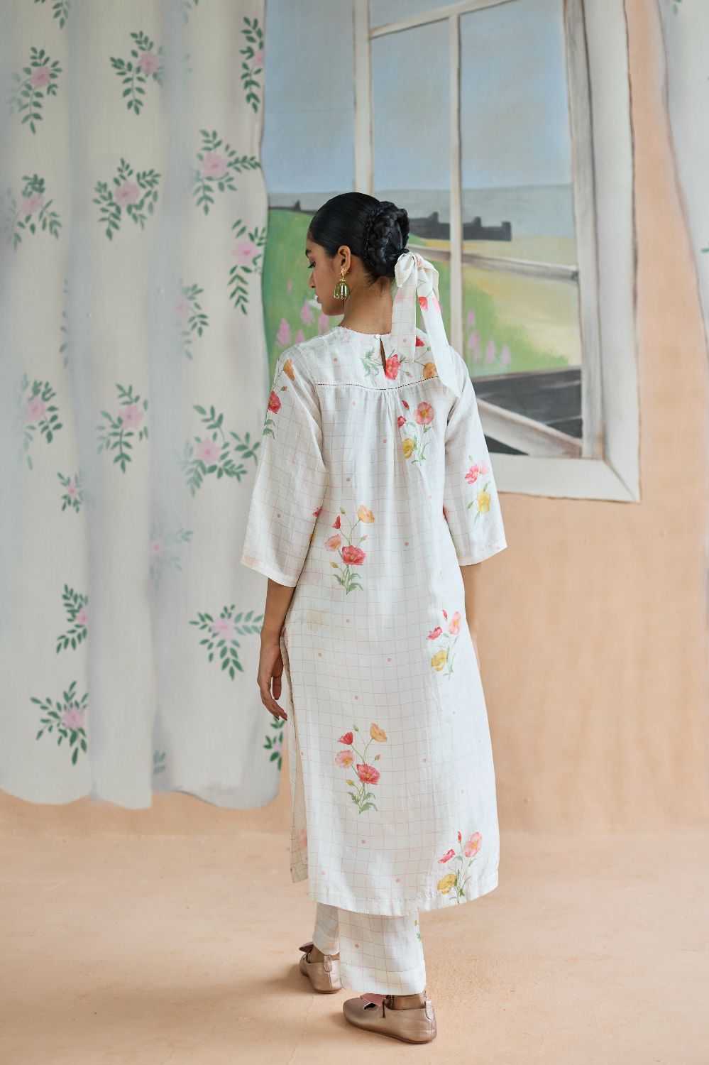 Poppy Long Kurta Set Mulberry Silk