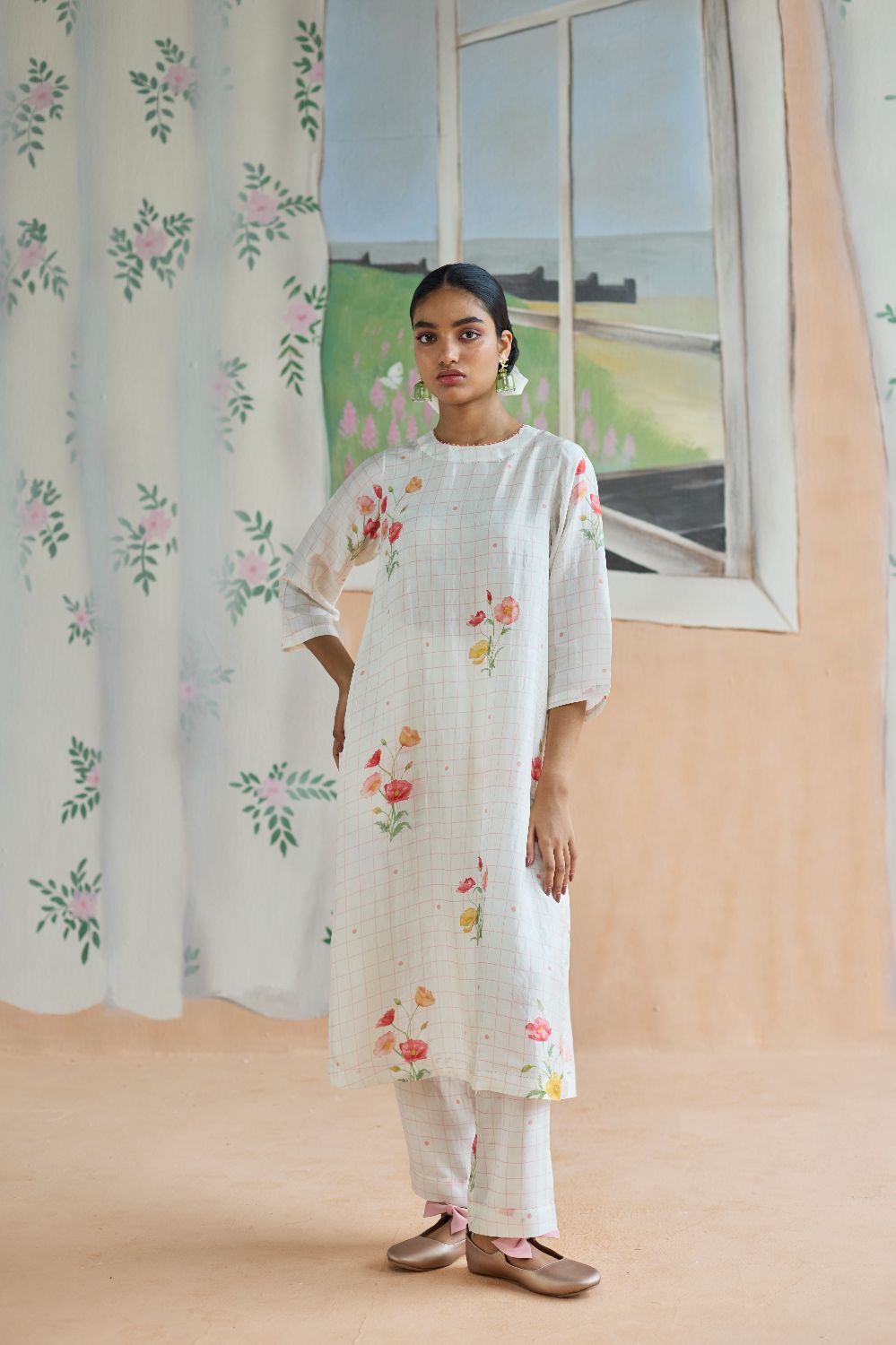 Poppy Long Kurta Set Mulberry Silk