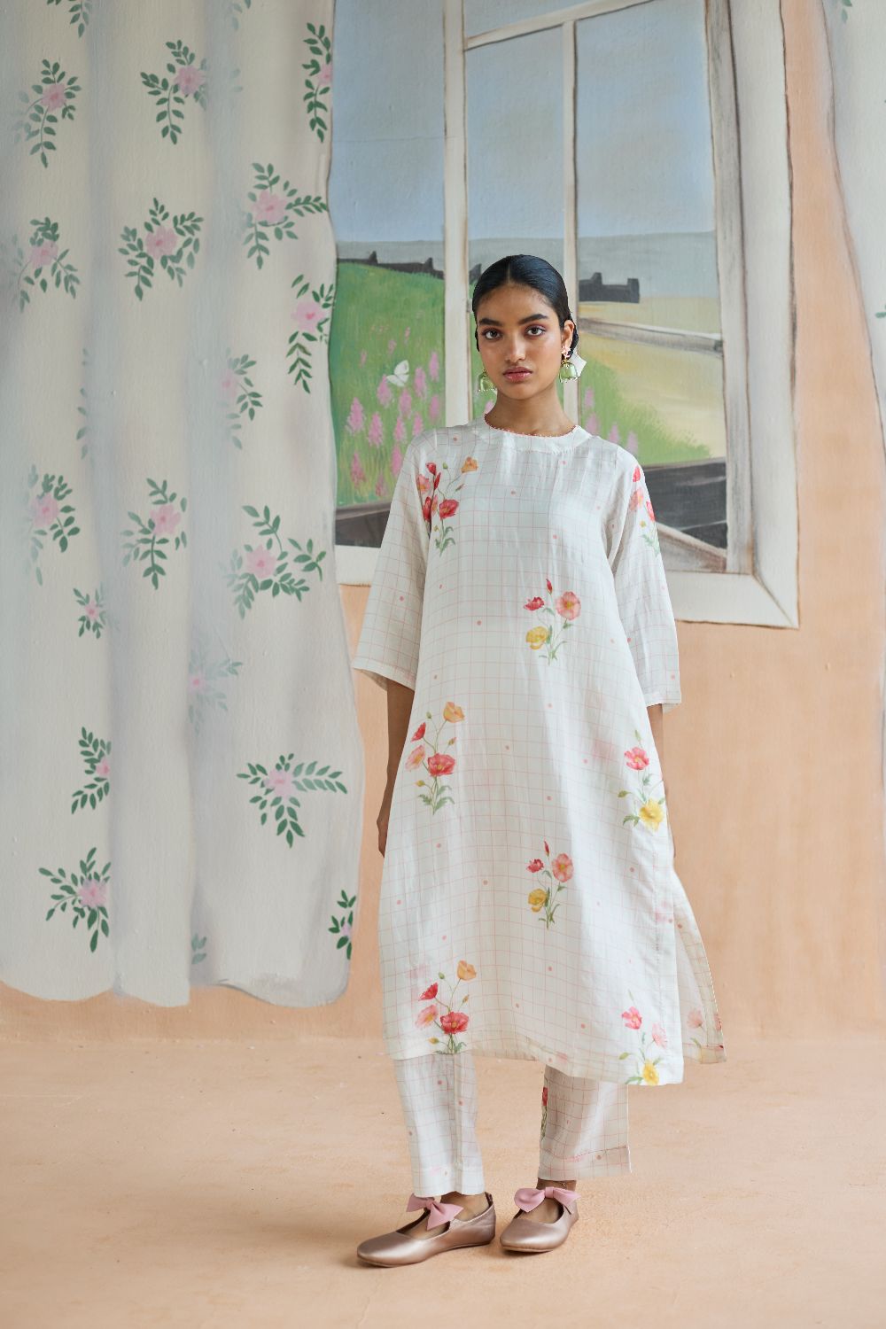 Poppy Long Kurta Set Mulberry Silk
