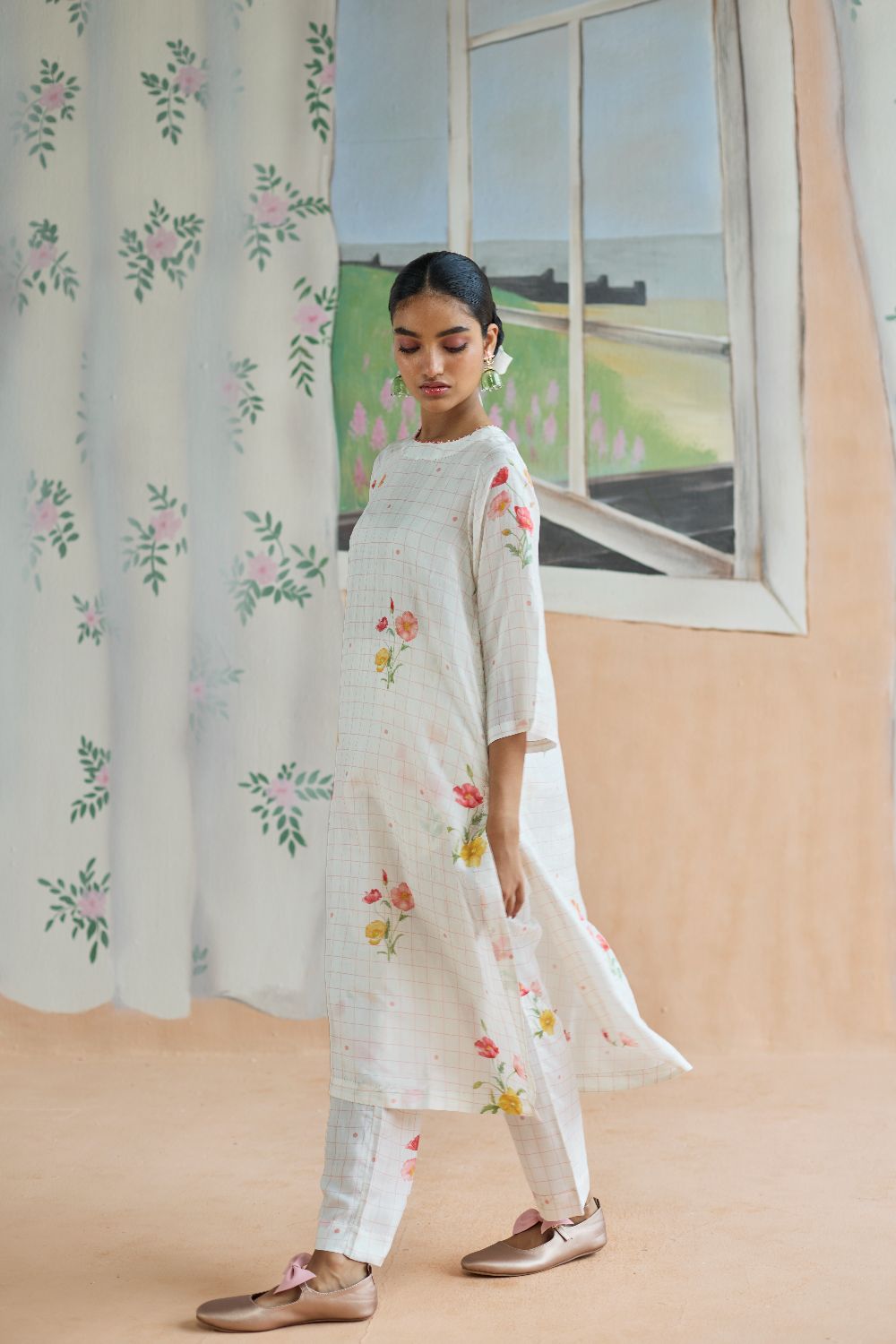 Poppy Long Kurta Set Mulberry Silk