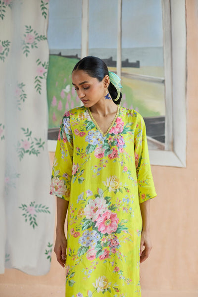 Citrus Long Kurta Set Bamboo Silk