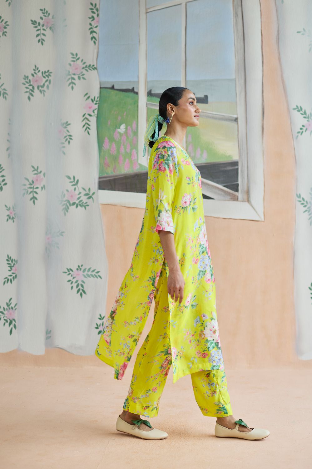 Citrus Long Kurta Set Bamboo Silk