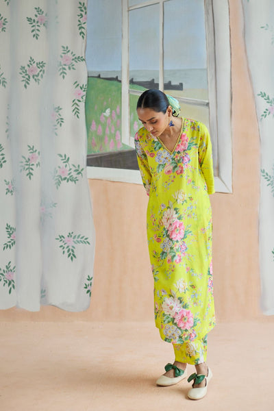 Citrus Long Kurta Set Bamboo Silk