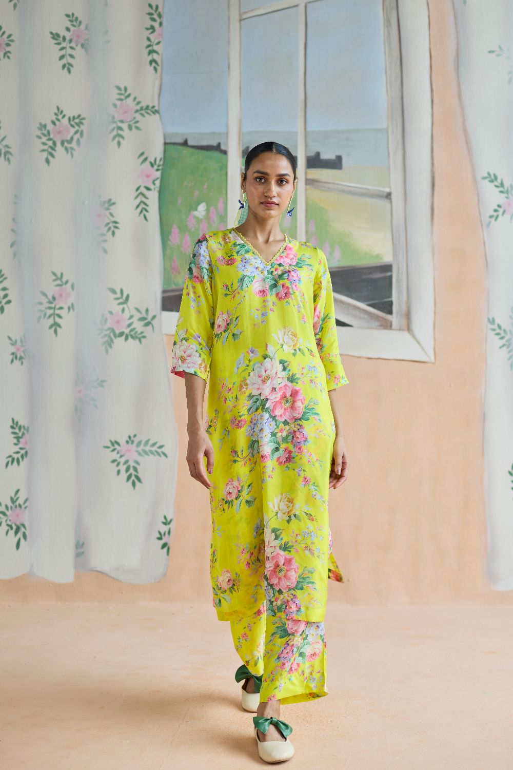 Citrus Long Kurta Set Bamboo Silk