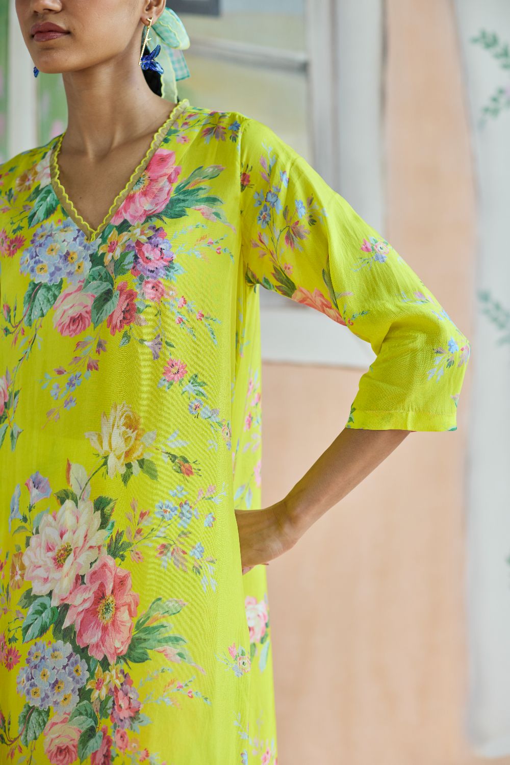 Citrus Long Kurta Set Bamboo Silk