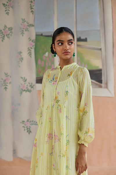 Serene Flora Maxi Dress Chanderi