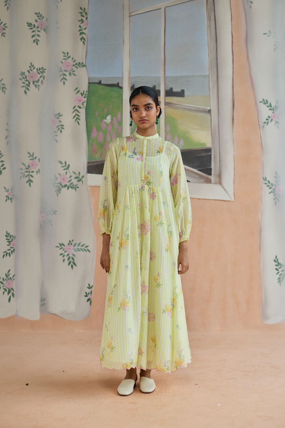 Serene Flora Maxi Dress Chanderi