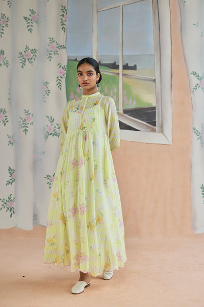 Serene Flora Maxi Dress Chanderi