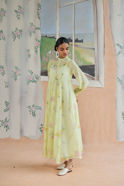 Serene Flora Maxi Dress Chanderi
