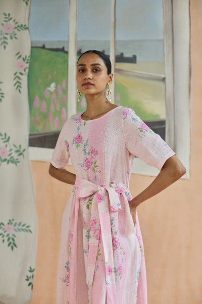 Rose Haze Midi Dress Linen