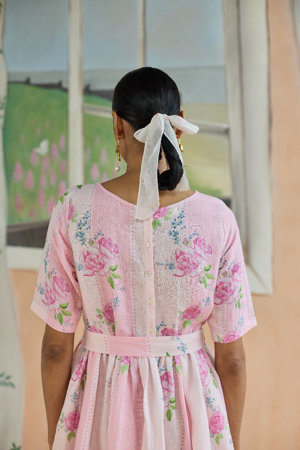 Rose Haze Midi Dress Linen