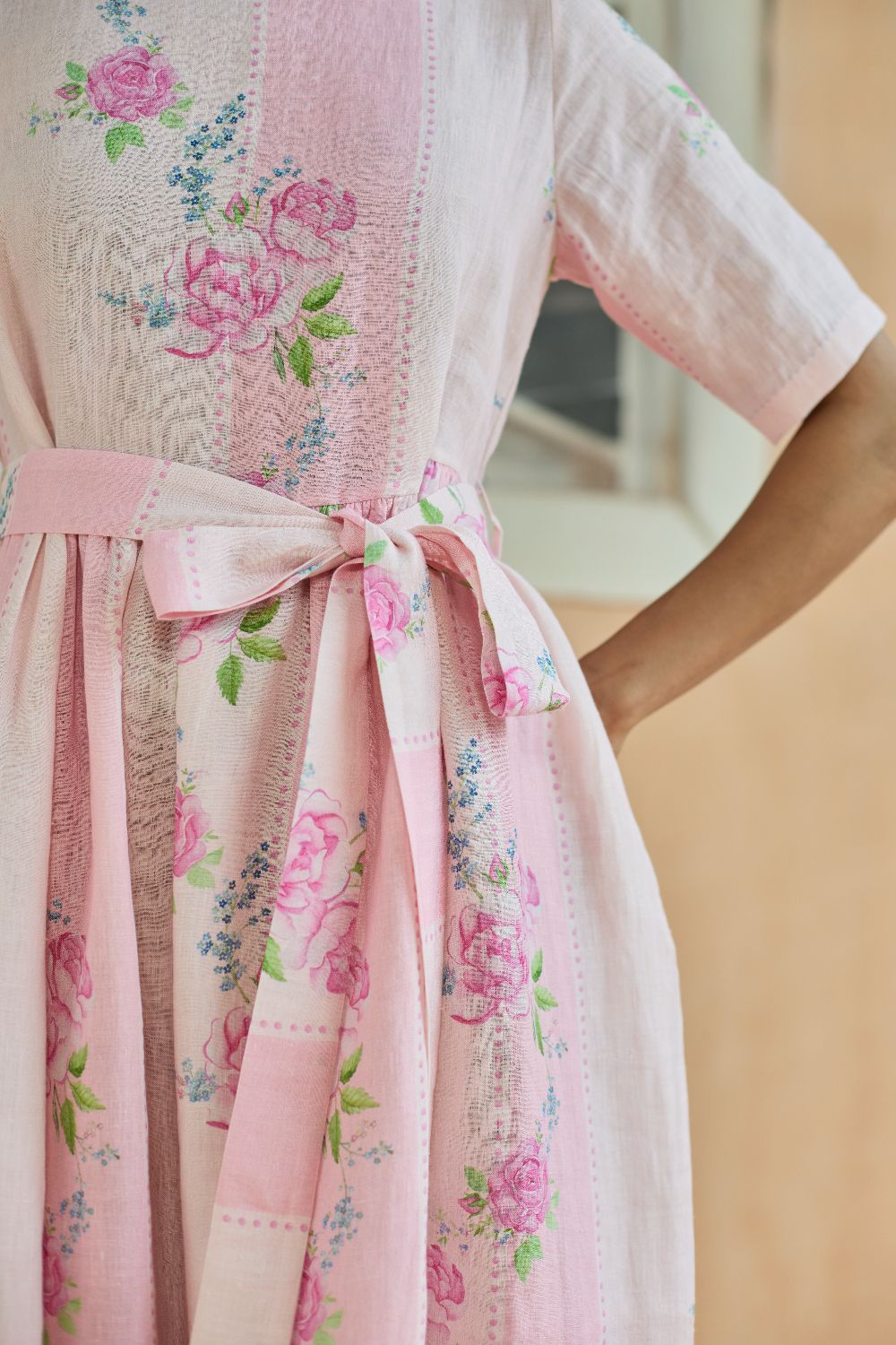 Rose Haze Midi Dress Linen