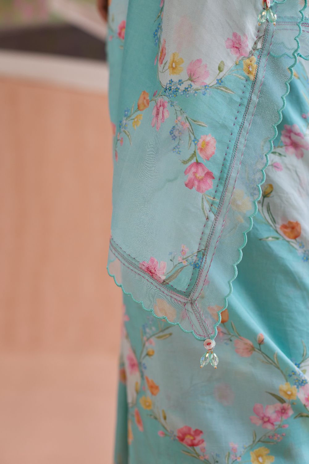Drift and Dream Aqua Mulberry Silk Sari