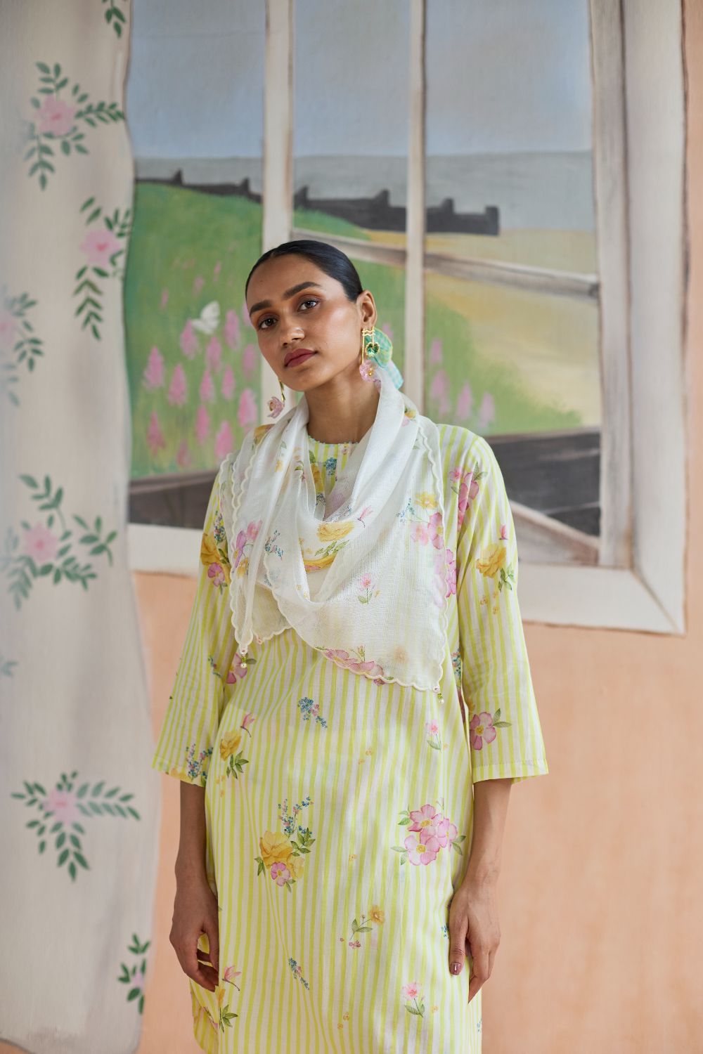 Off-white Scarf Kota Doria Silk