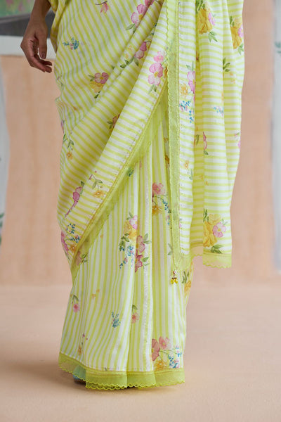 Serene Flora Mulberry Silk Sari