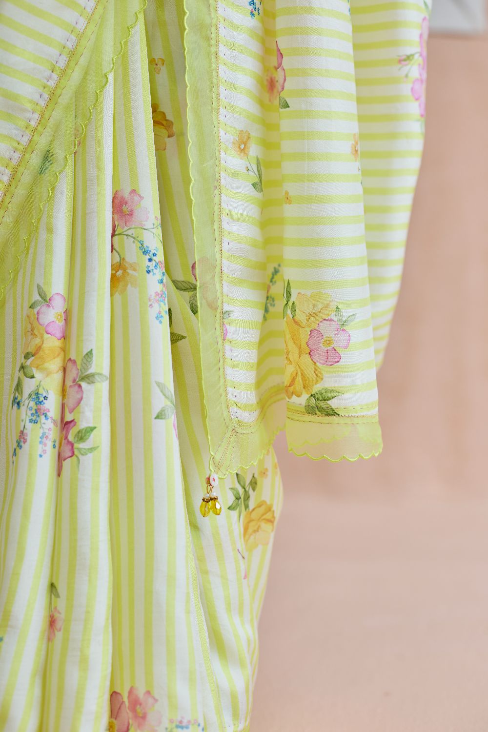 Serene Flora Mulberry Silk Sari