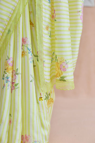 Serene Flora Mulberry Silk Sari