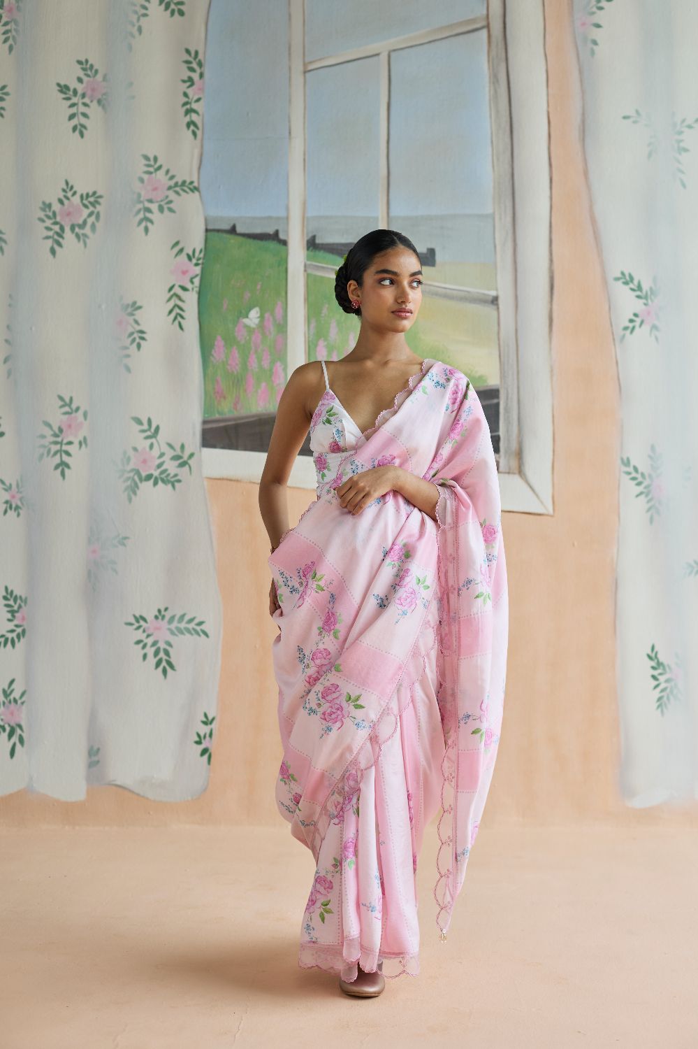 Rose Haze Mulberry Silk Sari