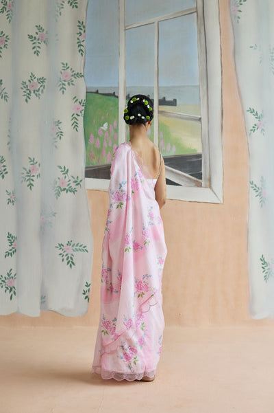 Rose Haze Mulberry Silk Sari