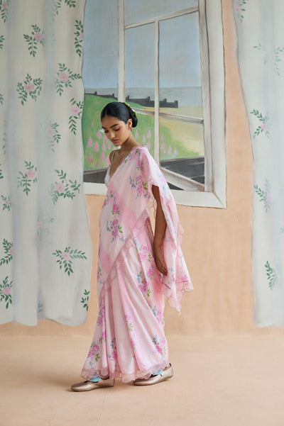 Rose Haze Mulberry Silk Sari