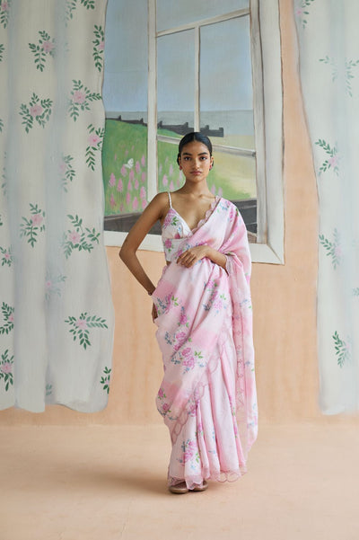 Rose Haze Mulberry Silk Sari