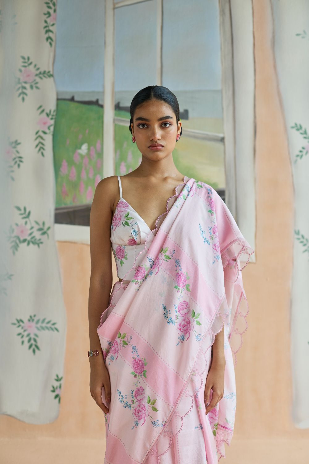 Rose Haze Mulberry Silk Sari