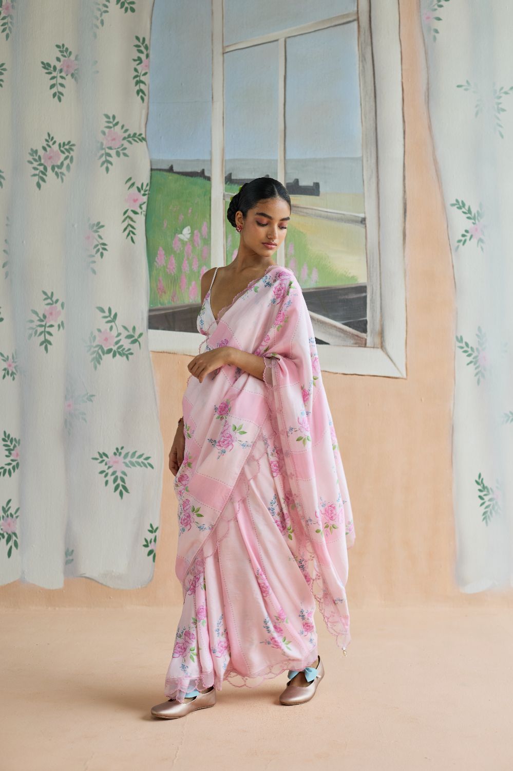 Rose Haze Mulberry Silk Sari