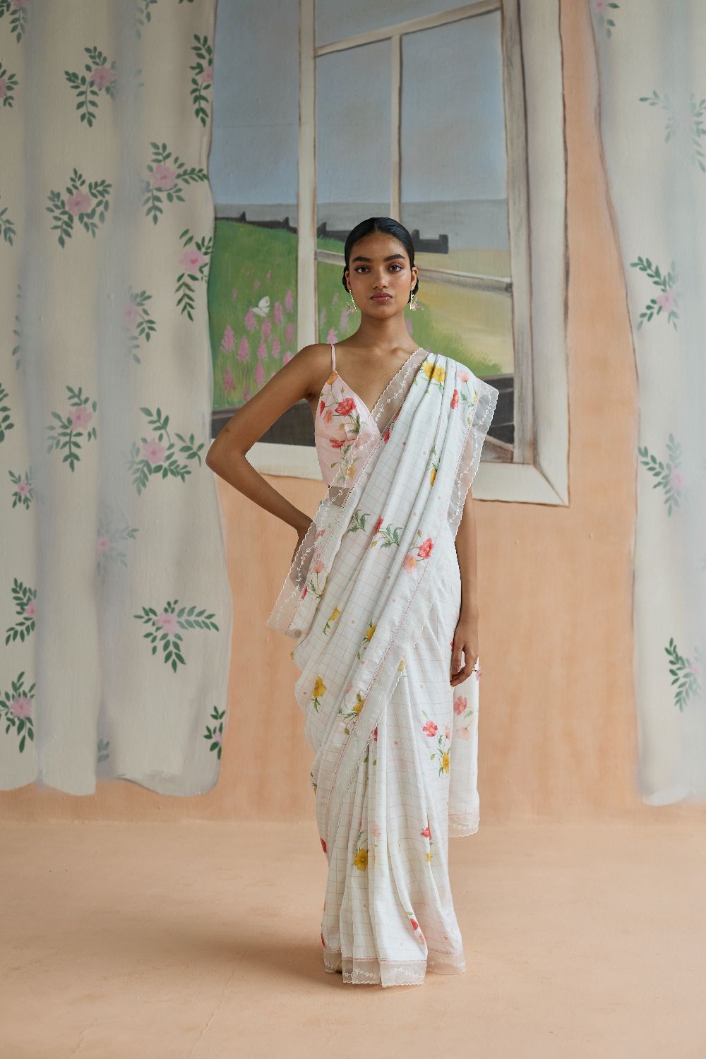 Poppy Mulberry Silk Sari