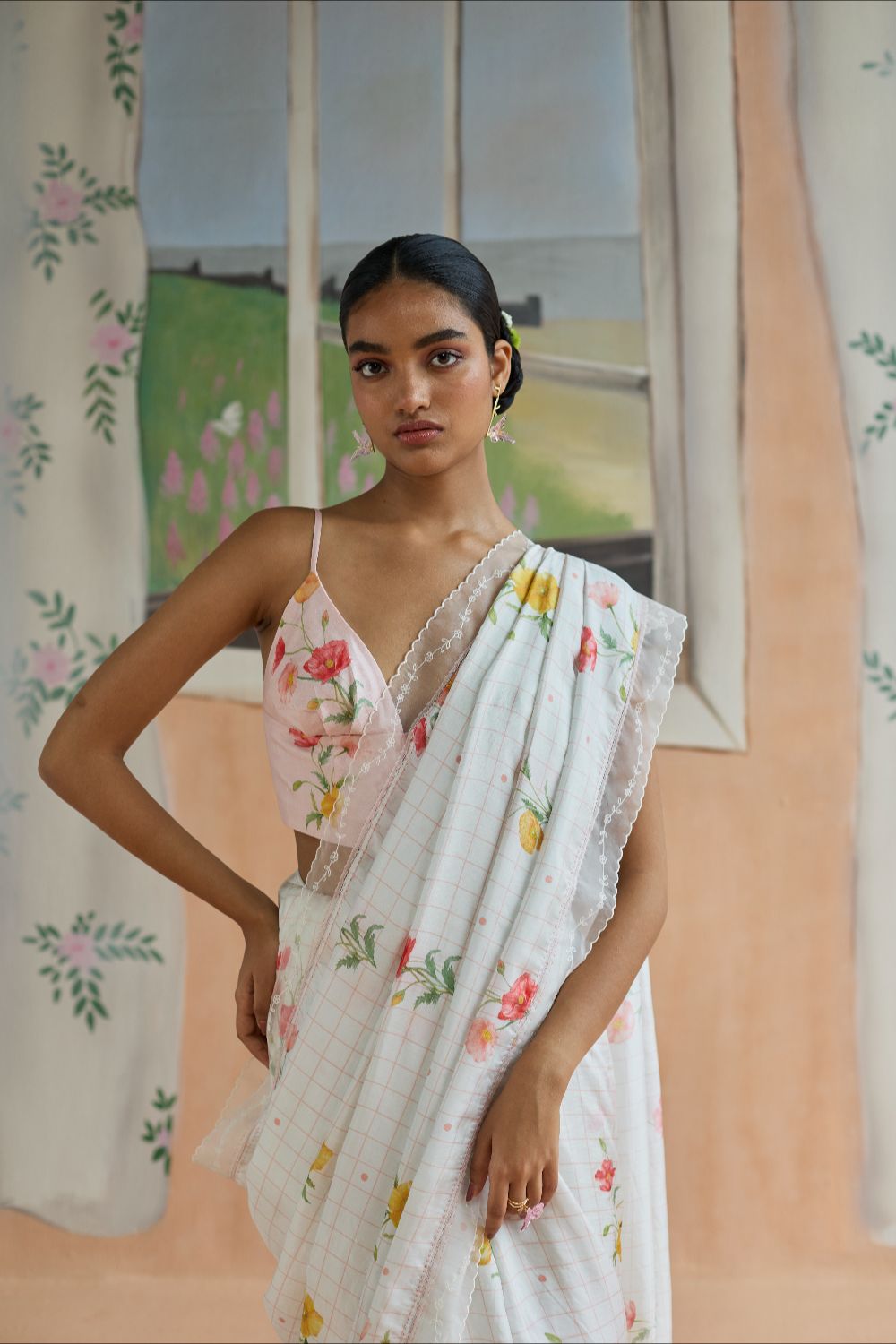 Poppy Mulberry Silk Sari