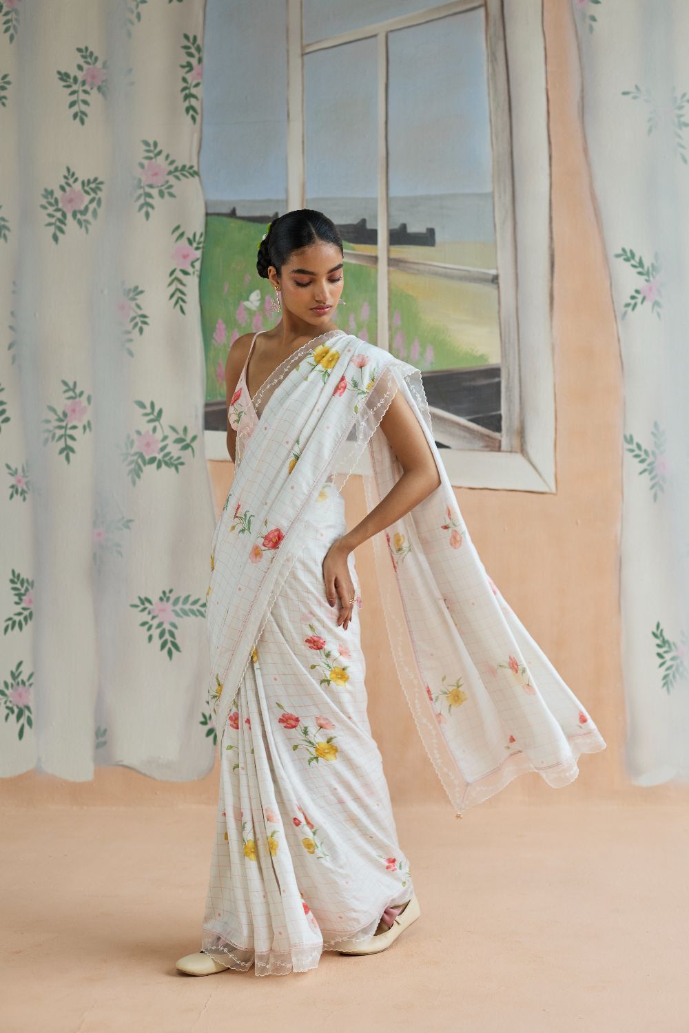Poppy Mulberry Silk Sari