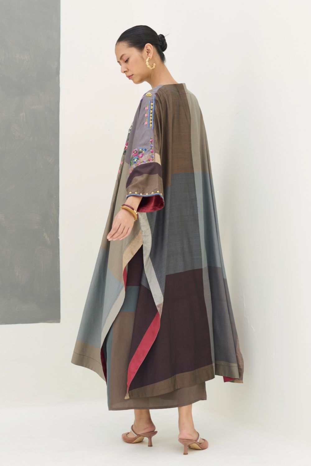 Darri Hand-Embroidered Overlay - Taupe Grey