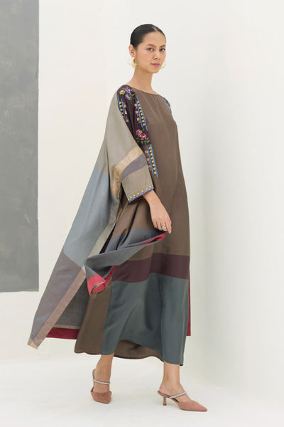 Darri Hand-Embroidered Overlay - Taupe Grey