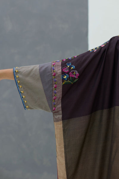 Darri Hand-Embroidered Overlay - Taupe Grey