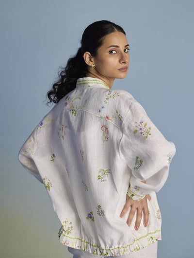 Kayu Floral Printed Bomber Jacket - White