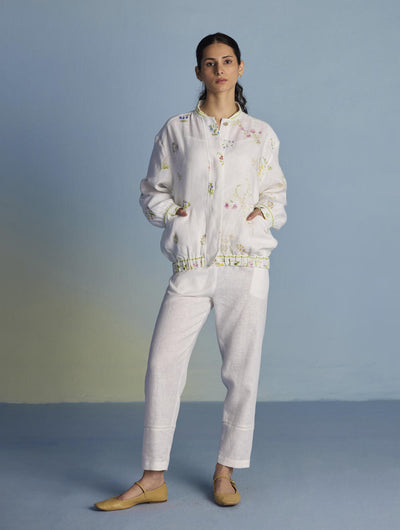 Kayu Floral Printed Bomber Jacket - White