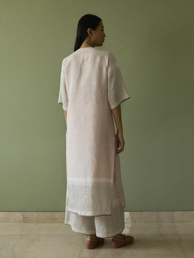 Vira Hand-Emboidered Linen Kurta-Blush
