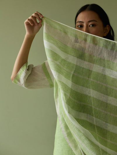 Vira Hand-Emboidered Linen Kurta-Meadow